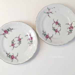 *Read Description* Set of 2 1940s Wawel Rose Garden Bread & Butter Plates Flawed